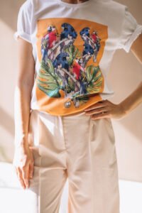 Pretty woman wearing tshirt isolated